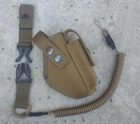 Кобура поясна для пістолета макарова ПМ койот пісок +шнур страхувальний (тренчик) швидкий знімання 996 - зображення 3