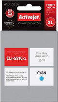 Tusz Activejet Supreme do Canon CLI-551C Cyan (ACC-551CN) - obraz 1