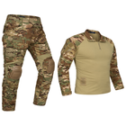 Тактический костюм Multicam, штурмовая военная форма, рубашка с длинным рукавом и брюки с наколенниками Мультикам р.S - изображение 1
