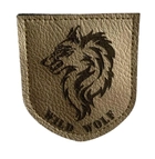 Шеврони Щиток "WILD WOLF сірий металлік" з вишивкою шкіряний - зображення 1
