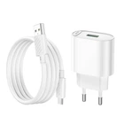 Сетевое зарядное устройство Hoco C109A, USB, QC 18W, белое, кабель USB to MicroUSB