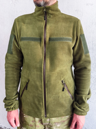 Воєнна флісова кофта на блискавці Garment Factory, оливкова Фліска ЗСУ флісова куртка, тактична кофта з кишенями РОЗМІР 52 XL - зображення 3