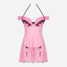 Еротичний комплект (пеньюар + трусики-стринги) LivCo Corsetti Fashion Chameli LC 13425 XL Рожевий (5907699449408) - зображення 2
