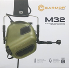 Активні захисні навушники Earmor M32 FG(MOD3) Микрофон з кріпленням на голов + Кріплення M11 під шолому каску ORIGINAL ( Зелений ) - зображення 2