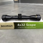Оптический прицел Beeman 4x32 (5018W), для пневматического оружия, сетка Duplex, труба 25.4 мм - изображение 5