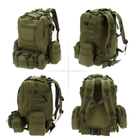 Рюкзак тактический с 3 подсумками Tactical Backpack Олива на 55 литров с креплением MOLLE - изображение 4