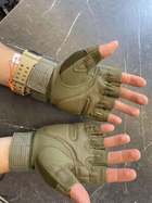 Тактические перчатки без пальцев Oakley / Мужские военные перчатки без пальцев Зеленые L 20-22 см. - изображение 3