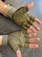 Тактические перчатки без пальцев Oakley / Мужские военные перчатки без пальцев Зеленые L 20-22 см. - изображение 6