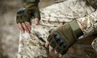 Тактичні рукавички без пальців Oakley / Чоловічі військові рукавички без пальців Олива М 18-20 см. - зображення 11