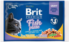 Mokra karma pełnoporcjowa dla kotów dorosłych Brit Cat Pouches fish plate 4x100 g (8595602506248) - obraz 1