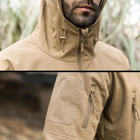 Чоловіча демісезонна Куртка з капюшоном Softshell Shark Skin 01 на флісі до -10°C койот розмір XXL - зображення 4