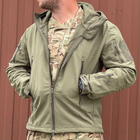 Мужская демисезонная Куртка с капюшоном Softshell Shark Skin 01 на флисе до -10°C олива размер M - изображение 3