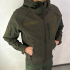 Мужская водонепроницаемая куртка Softshell с капюшоном и липучками под шевроны олива размер M - изображение 2