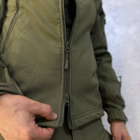 Мужская водонепроницаемая куртка Softshell с капюшоном и вентиляционными молниями олива размер L - изображение 5
