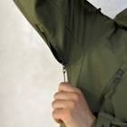 Мужская водонепроницаемая куртка Softshell с капюшоном и вентиляционными молниями олива размер L - изображение 7