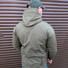Мужская демисезонная Куртка Softshell на флисе с капюшоном и вентиляционными молниями олива размер XXL - изображение 3