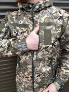 Щільна чоловіча Куртка SoftShell на флісі з капюшном та затяжками піксель розмір XL - зображення 2