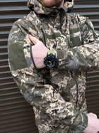 Щільна чоловіча Куртка SoftShell на флісі з капюшном та затяжками піксель розмір XL - зображення 4