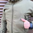 Мужская демисезонная Куртка Softshell на флисе с капюшоном и вентиляционными молниями олива размер L - изображение 4
