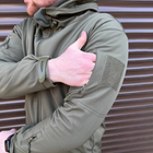 Мужская демисезонная Куртка Softshell на флисе с капюшоном и вентиляционными молниями олива размер L - изображение 5