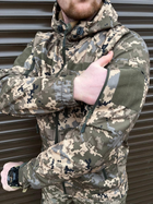 Плотная мужская Куртка SoftShell на флисе с капюшном и затяжками пиксель размер XXL - изображение 3