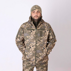Мужская демисезонная Куртка Softshell с капюшоном / Водонепроницаемый Бушлат на флисе пиксель размер 56 - изображение 1