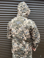 Плотная мужская Куртка SoftShell на флисе с капюшном и затяжками пиксель размер XXL - изображение 7