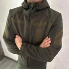 Чоловіча водонепроникна Куртка Softshell з капюшоном та липучками під шеврони олива розмір L - зображення 1