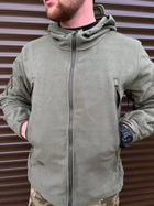 Мужская флисовая Куртка с капюшном и панелями под шевроны олива размер 3XL - изображение 7