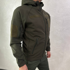 Чоловіча водонепроникна Куртка Softshell з капюшоном та липучками під шеврони олива розмір XS - зображення 3