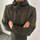 Чоловіча водонепроникна Куртка Softshell з капюшоном та липучками під шеврони олива розмір S - зображення 1