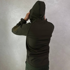 Чоловіча водонепроникна Куртка Softshell з капюшоном та липучками під шеврони олива розмір S - зображення 5