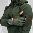 Мужская демисезонная Куртка SoftShell с капюшоном и дополнительными карманами олива размер 2XL - изображение 2