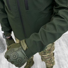 Чоловіча демісезонна Куртка SoftShell з капюшоном та додатковими кишенями олива розмір 3XL - зображення 5