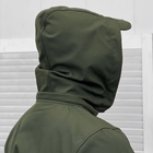 Чоловіча демісезонна Куртка SoftShell з капюшоном та додатковими кишенями олива розмір 3XL - зображення 6