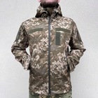 Мужская демисезонная Куртка с капюшоном Softshell на флисе пиксель размер 54 - изображение 1