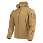 Чоловіча демісезонна Куртка з капюшоном Softshell Shark Skin 01 на флісі до -10°C койот розмір XXXL - зображення 1