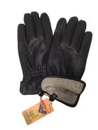 Шкіряні чоловічі рукавиці з вовняною підкладкою чорні розмір S - зображення 1