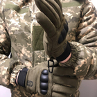 Щільні зимові Рукавиці на флісі з принтом Герб України та захисними накладками олива розмір M - зображення 3