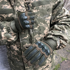 Плотные демисезонные перчатки на меху с защитными накладками и сенсорными пальцами хаки размер XXL - изображение 8