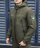 Зимова чоловіча Куртка Pobedov “Motive” до -20°C з шевроном Прапор України хакі розмір M - зображення 4