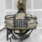 Прочная Сумка - Рюкзак для транспортировки вещей 65л / Водонепроницаемый Баул с системой Molle пиксель 63х39 - изображение 5
