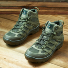 Легкі шкіряні Кросівки з сітчастими вставками олива розмір 41 - зображення 6