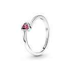 Серебряное кольцо "Красное ассиметричное сердце" 199267C01. 50-60