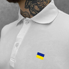 Мужское плотное Поло с принтом "Флаг Украины" / Футболка приталенного кроя белая размер XL - изображение 3