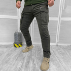 Мужские плотные Брюки Leon с накладными карманами / Эластичные хлопковые Брюки хаки размер M - изображение 1