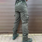 Чоловічі міцні Штани із накладними кишенями / Щільні Брюки ріп-стоп олива розмір 2XL - зображення 3