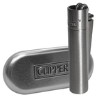 Зажигалка газовая Clipper металлическая Silver