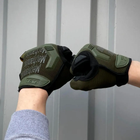 Плотные перчатки M-Pact с защитными пластиковыми накладками хаки размер M - изображение 3