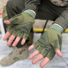 Плотные беспалые Перчатки с защитными накладками хаки размер M - изображение 2